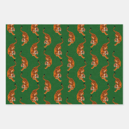 Padrão de Tigre com Fundo Verde