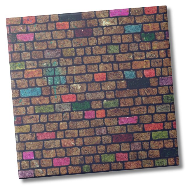 Padrão de tijolo urbano (Colorful Distressed Rustic Painted Bricks Pattern Ceramic Tile)