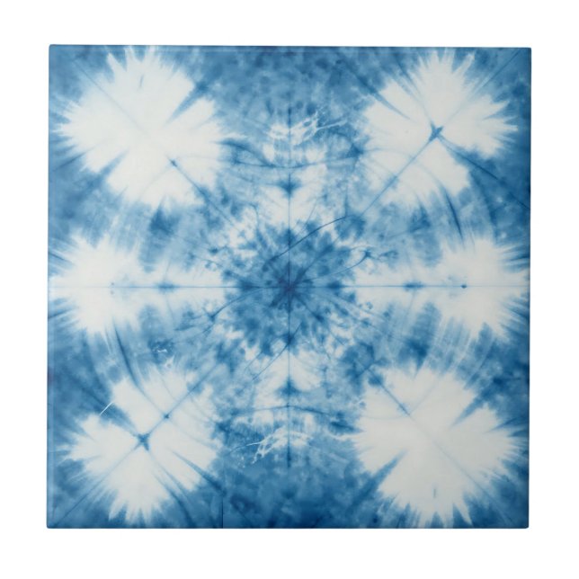 Padrão de Tinta Amarrada Shibori Azul Índigo (Frente)