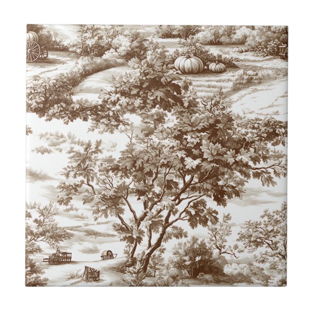 Padrão de Toile de Abóbora de Sépia Rústica (Frente)