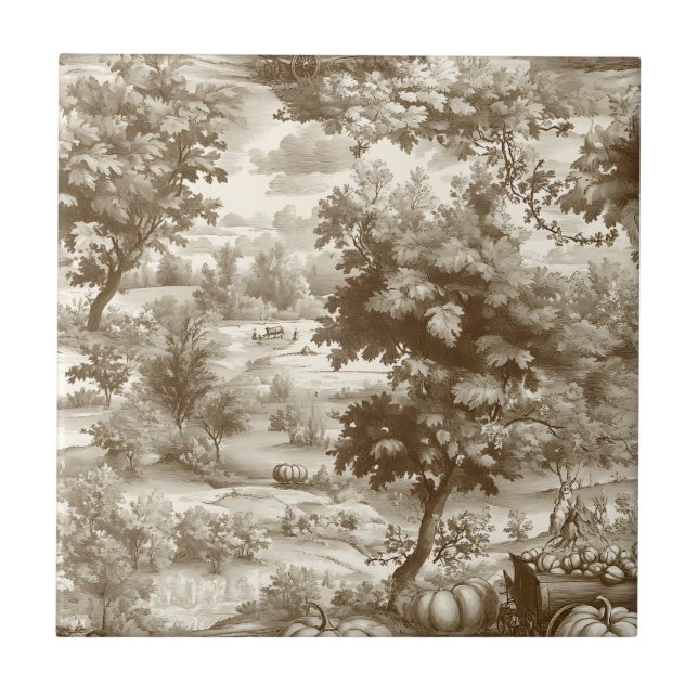 Padrão de Toile de Abóbora Sépia do Campo Francês (Frente)