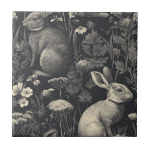 Padrão de Toile de Coelho Vintage Preto
