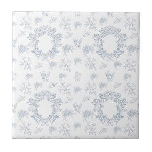 Padrão de Toile Francês Branco Azul