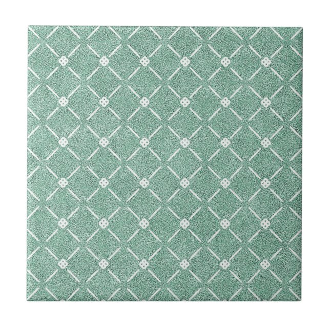 Padrão de Treliça Aveludado em Verde-Menta (Frente)