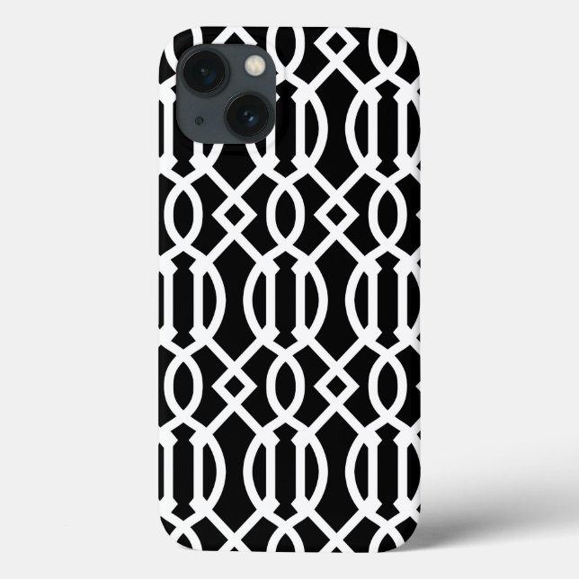 Padrão de Trellis Moderno Preto e Branco (Verso)