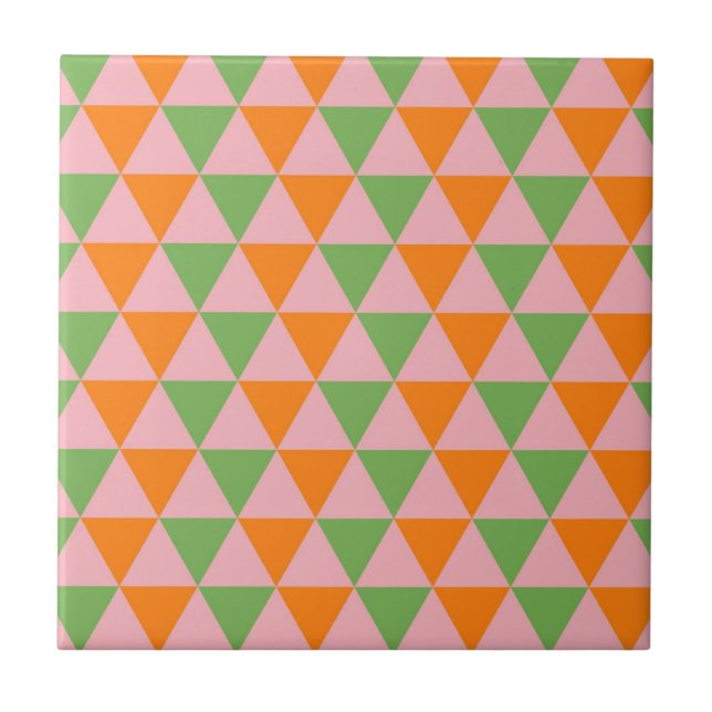 Padrão de Triângulo Geométrico Laranja Verde (Frente)
