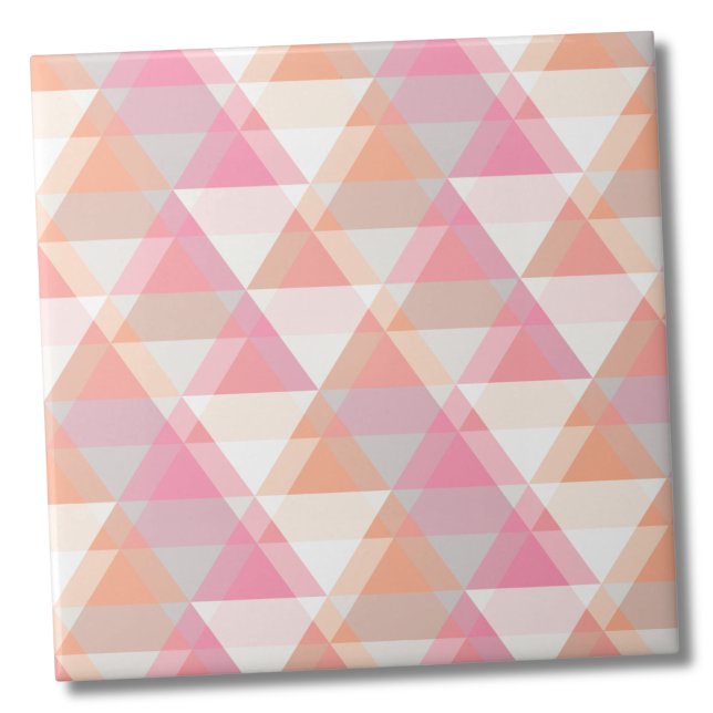 Padrão de Triângulo Rosa Moderno (Modern Pink Orange Geometric Triangle Pattern ceramic tile)