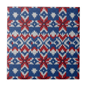 Padrão de Tricô Floco de Neve Nórdico - Azul Marin