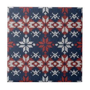 Padrão de Tricô Floco de Neve Nórdico em Azul Mari