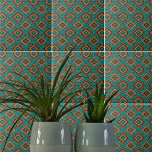 Padrão De Turquesa E Bronze Do Boho Marroquino<br><div class="desc">Design de azulejo decorativo étnico vibrante com um padrão uniforme em turquesa e bronze no estilo étnico marroquino.</div>