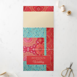 Padrão de Turquesa Vermelha ORIENTAL - Cartão de C