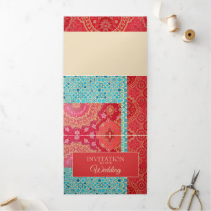 Padrão de Turquesa Vermelha ORIENTAL - Cartão de C