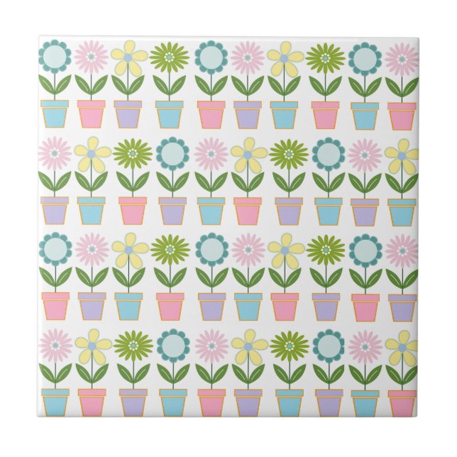 Padrão de vasos de flores pastéis fofos (Frente)