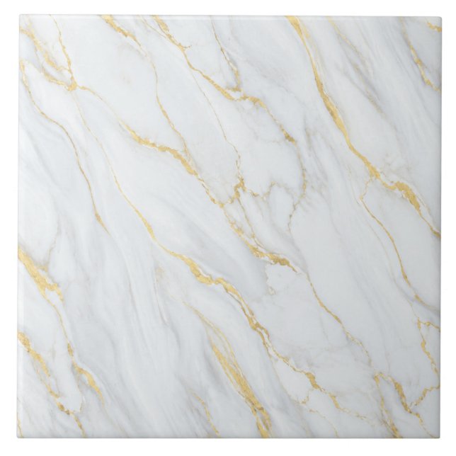 Padrão de Veia Dourada em Mármore Branco (Frente)