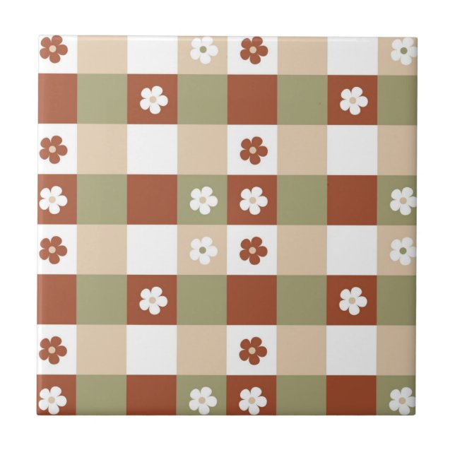 Padrão de Verificação de Gingham da Flor de Outono (Frente)