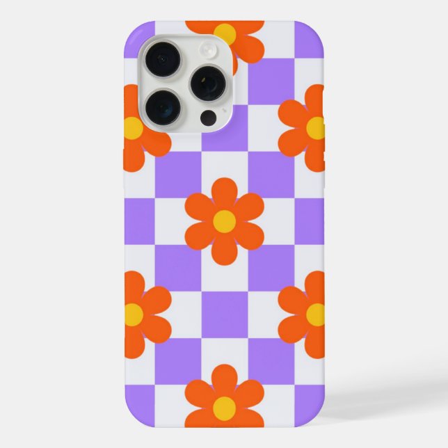 Padrão De Verificação Roxo Com Flor De Hippie Lara (Verso)