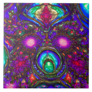 Padrão de vidro colado clássico em azul, verde, ve