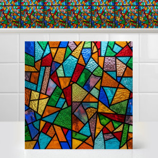 Padrão de Vidro Colorido em Bloco Abstrato Vintage
