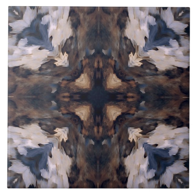 Padrão de vindima com bege, castanho, branco e azu (Frente)