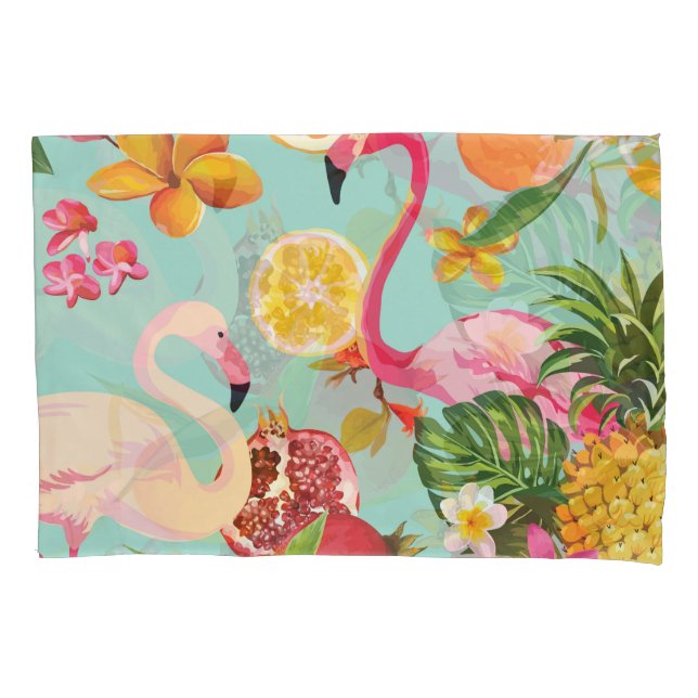 Padrão de Vintage do Flamingo Fruta Tropical (Frente)