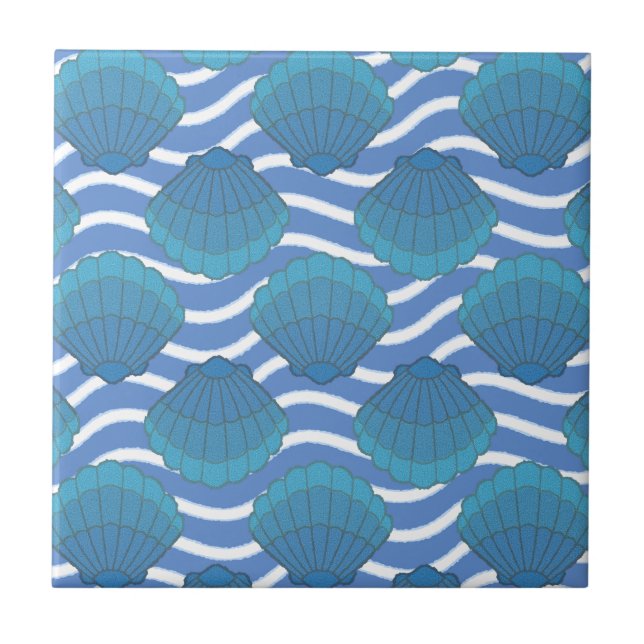 Padrão De Vintage Seashell E Ondas (Frente)