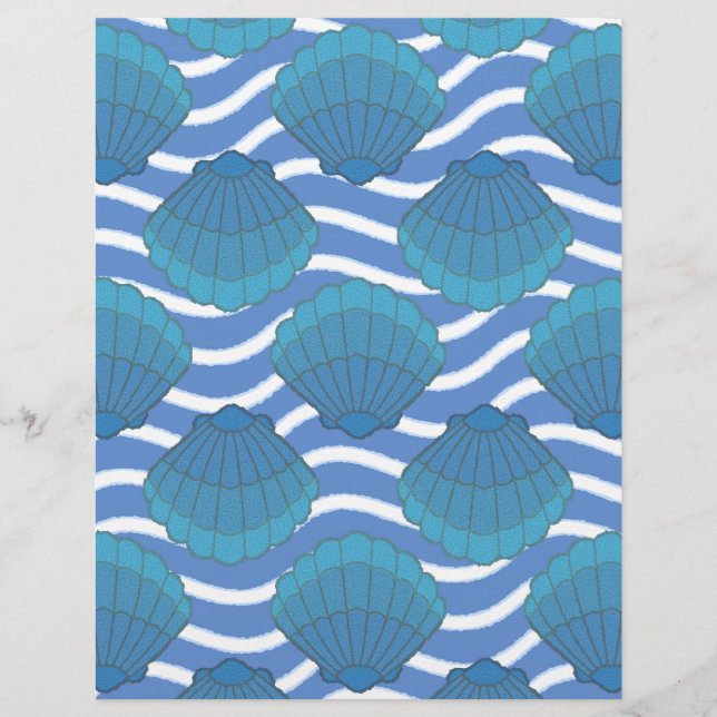 Padrão De Vintage Seashell E Ondas (Frente)