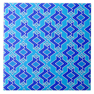 Padrão de Wallpaper Art Deco, Azul Ceruliano