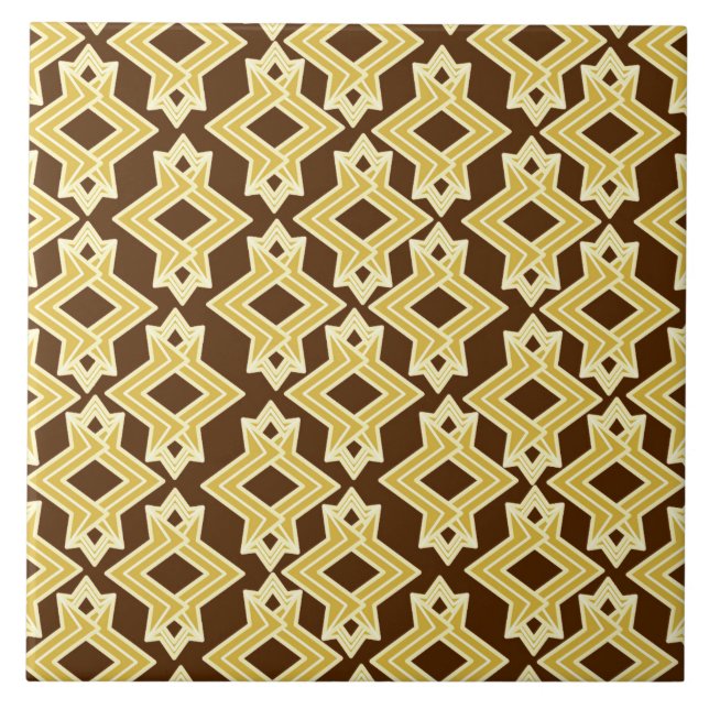 Padrão de Wallpaper Art Deco, Marrom e Dourado (Frente)