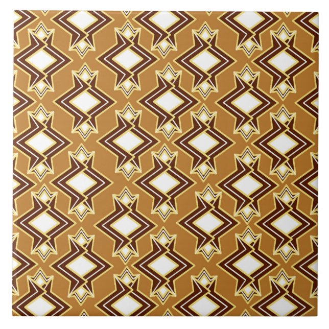 Padrão de Wallpaper Art Deco, Tan e Brown (Frente)