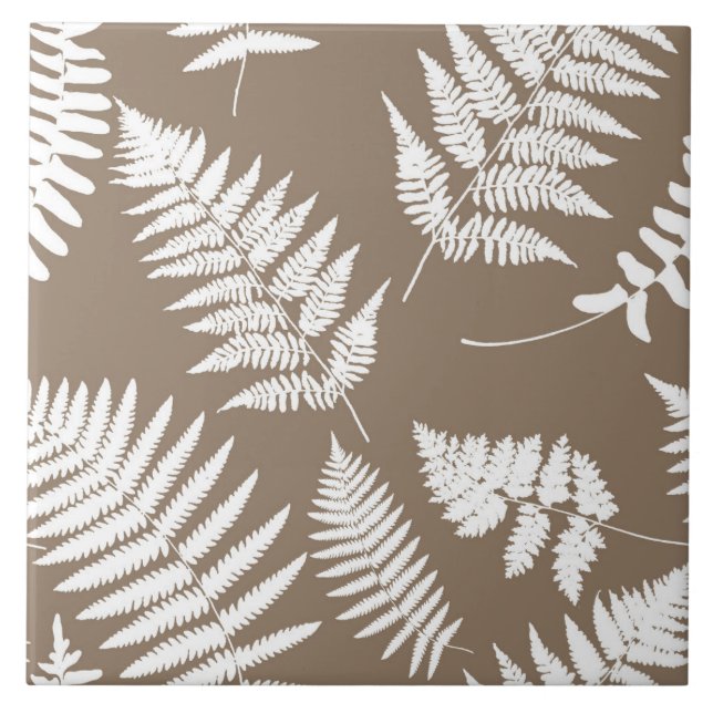 Padrão de Woodland Fern, Taupe Tan e Branco (Frente)
