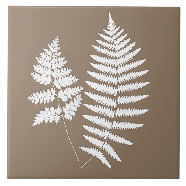 Padrão de Woodland Fern, Taupe Tan e Branco (Frente)