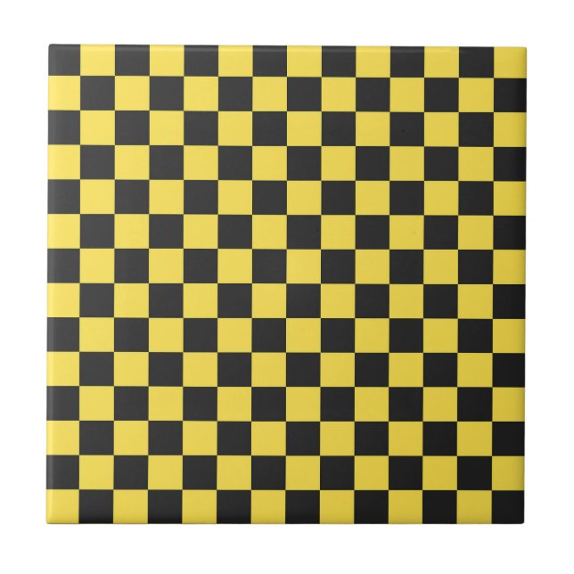 Padrão de xadrez amarelo e preto (Frente)