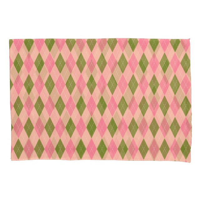 Padrão de Xadrez de Estilo de Pastel Rosa e Verde (Frente)