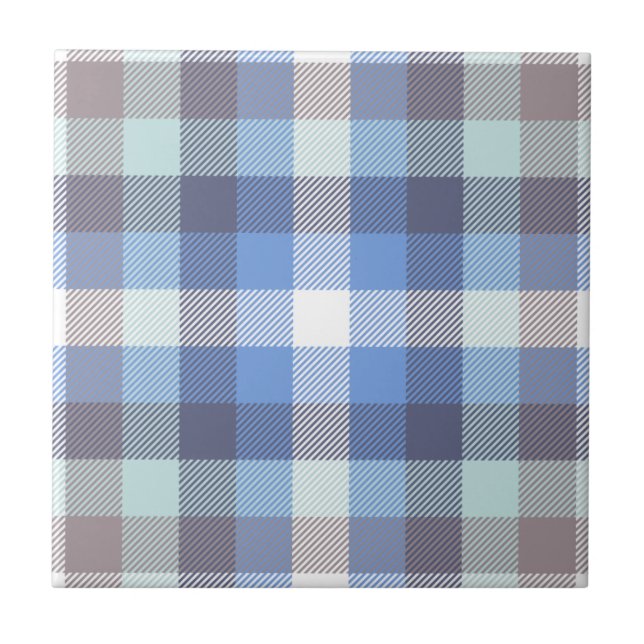 Padrão de Xadrez Taupe Tartan Azul Moderno (Frente)