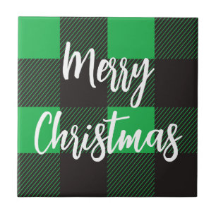 Padrão de Xadrez Verde Feliz Natal
