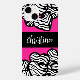 Padrão de zebra preto-e-rosa-quente e branco