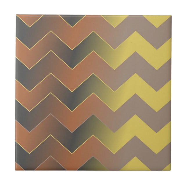 Padrão de Zig Zag Geométrico Dourado Castanho (Frente)