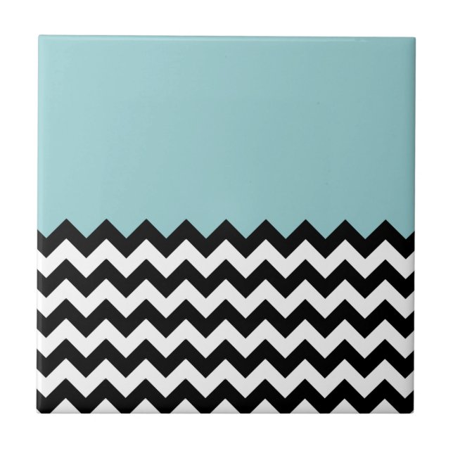 Padrão de ziguezague preto e branco, Chevron, azul (Frente)