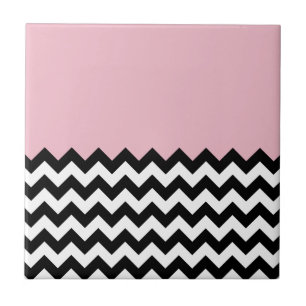 Padrão de ziguezague preto e branco, Chevron, rosa