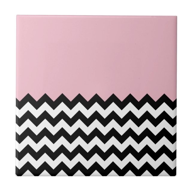 Padrão de ziguezague preto e branco, Chevron, rosa (Frente)