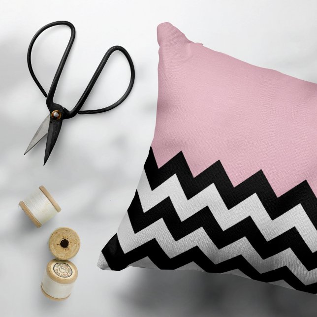 Padrão de ziguezague preto e branco, Chevron, rosa (Criador carregado)