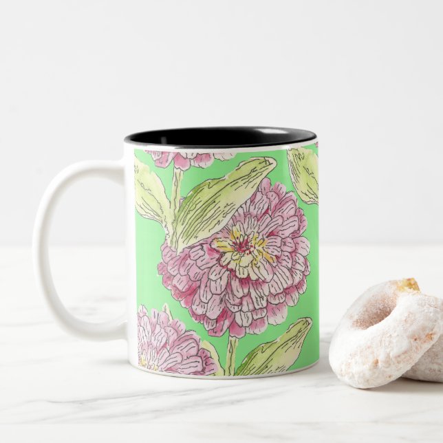 Padrão de Zinnia em uma caneca (Com Donut)