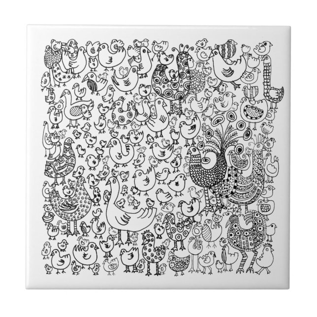 Padrão decorativo de pássaros preto e branco diver (Frente)