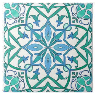 Padrão Decorativo do Ornamentado Verde-Azul Medite