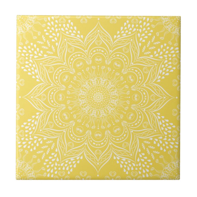 Padrão Decorativo Elegante Mandala Amarelo (Frente)