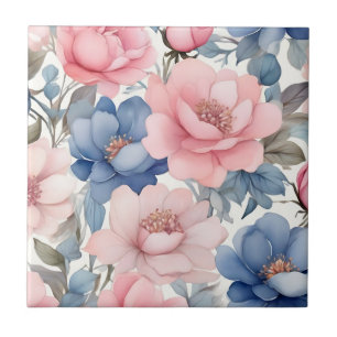 Padrão Delicado De Flores Azuis E Rosa