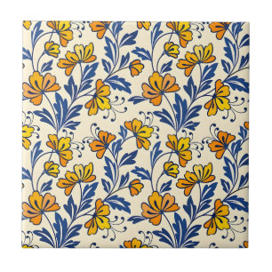 Padrão deslumbrante e contínuo de flores e folhas