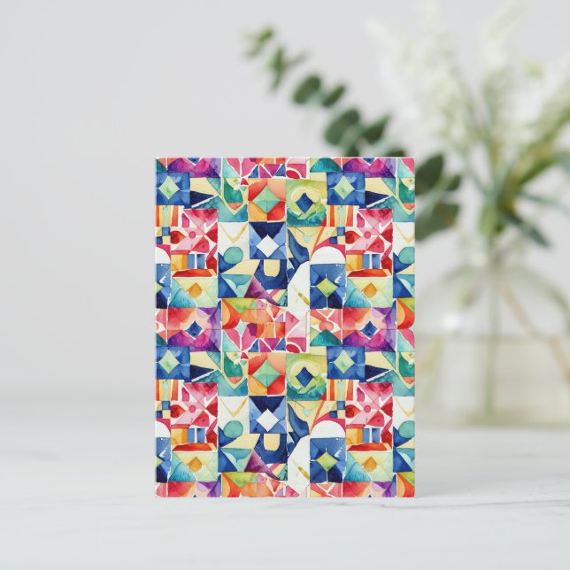 Padrão digital geométrico de abstrato 17 - Cartão  (Em pé/Frente)