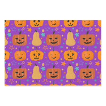 Padrão Divertido de Halloween Laranja Roxo Verde