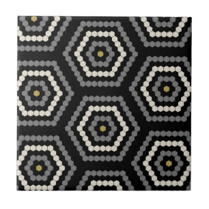 Padrão do Azulejo Hexagon Penny Hex Preto